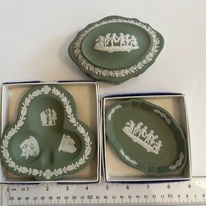 Vintage Wedgwood Jasperware 3 Trinket pieces Stamped, in Original Boxes Rare Set
